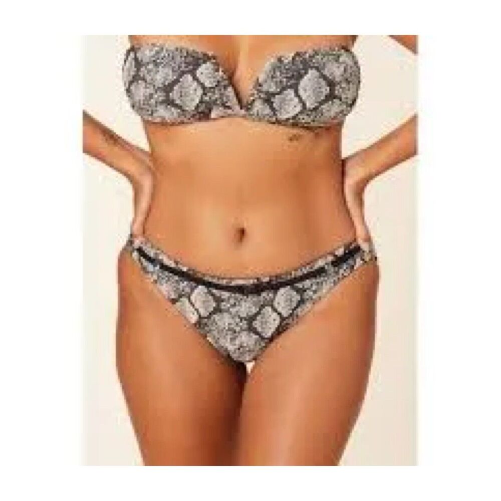 Andie Swim The Riviera Bikini Bottom Textured Snakeskin Belted Size S NWT